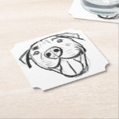 ピットブルスケッチシンプル愛犬家白黒 ペーパーコースター (アングル)