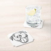 ピットブルスケッチシンプル愛犬家白黒 ペーパーコースター (インサイチュ)