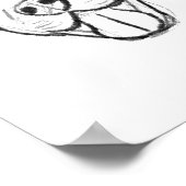 ピットブルスケッチシンプル愛犬家白黒 ポスター (角)