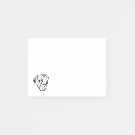 ピットブルスケッチシンプル愛犬家白黒 ポストイット (正面)