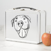 ピットブルスケッチシンプル愛犬家白黒 メタルランチボックス (インサイチュ)
