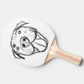 ピットブルスケッチシンプル愛犬家白黒 卓球ラケット (横)