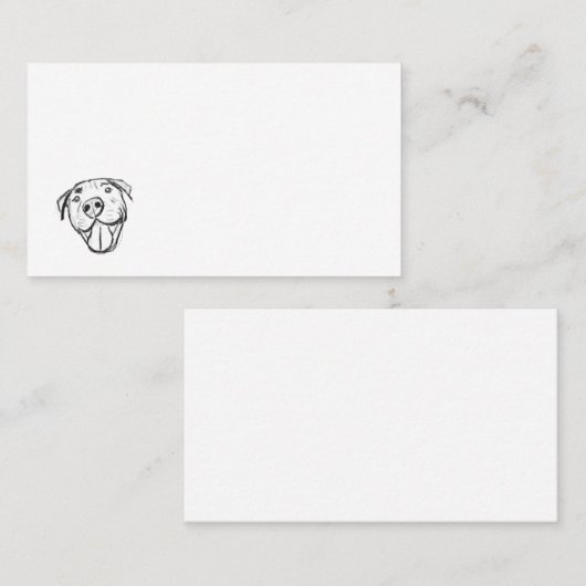 ピットブルスケッチシンプル愛犬家白黒 名刺 (正面/裏面)