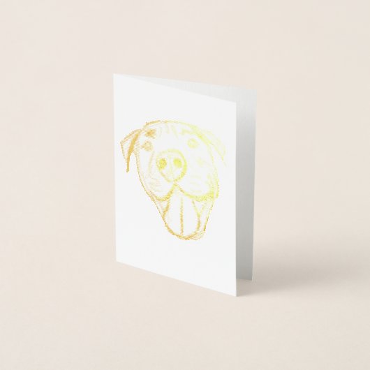 ピットブルスケッチシンプル愛犬家白黒 箔カード (正面)