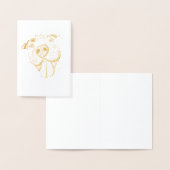 ピットブルスケッチシンプル愛犬家白黒 箔カード (ディスプレー)