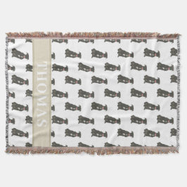 ピットブルスタフィー（黒）青と白 スローブランケット