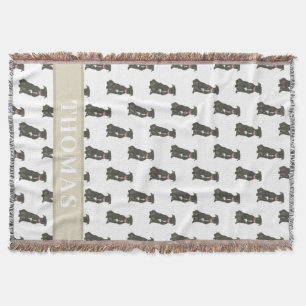 ピットブルスタフィー（黒）青と白 スローブランケット