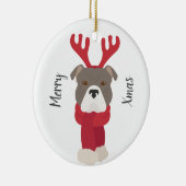 ピットブルテリアのクリスマス装飾。クレカイスノウ セラミックオーナメント (右)