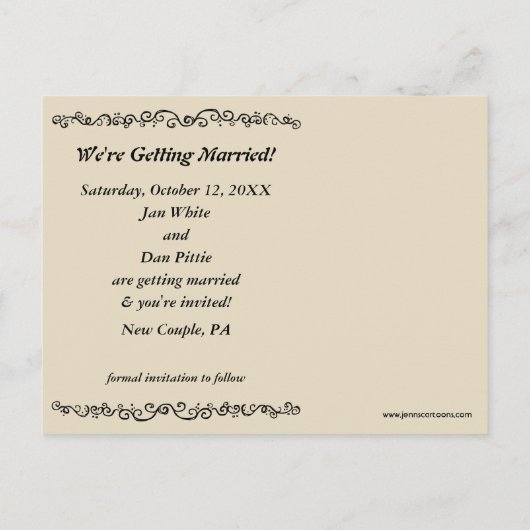 ピットブルテリア結婚式の日付を保存 案内ポストカード (裏面)