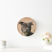 ピットブルテリア ラウンド壁時計 (ホーム)