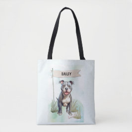 ピットブルテリア 水彩デザイン オリジナル 犬 グッズ トートバッグ