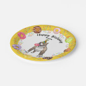 ピットブルドッグおもしろいドーナツ誕生日パーティー ペーパープレート (アングル)