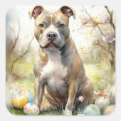ピットブルドッグとイースターエッグホリデイ スクエアシール (正面)