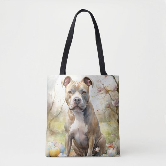 ピットブルドッグとイースターエッグホリデイ トートバッグ (正面)