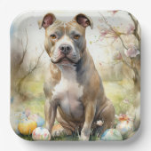 ピットブルドッグとイースターエッグホリデイ ペーパープレート (正面)