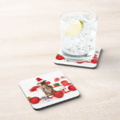 ピットブルドッグとギフトボックスとクリスマスオーナメント コースター (右側)