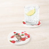 ピットブルドッグとギフトボックスとクリスマスオーナメント コースター (側面)