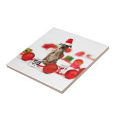 ピットブルドッグとギフトボックスとクリスマスオーナメント タイル (側面)