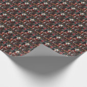 ピットブルドッグとクリスマスプレゼント暖炉 ラッピングペーパー (角)