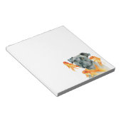 ピットブルドッグと金魚の水色 ノートパッド (アングル)