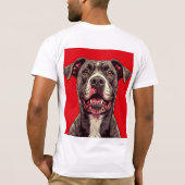 ピットブルドッグのイラスト、犬好きへのギフト Tシャツ (裏面)