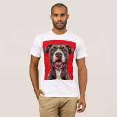 ピットブルドッグのイラスト、犬好きへのギフト Tシャツ (正面フル)