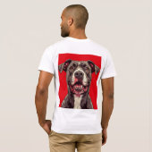 ピットブルドッグのイラスト、犬好きへのギフト Tシャツ (裏面フル)