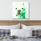 ピットブルドッグウォーターカラーポートレートアート キャンバスプリント (インサイチュ (寝室))