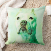 ピットブルドッグウォーターカラーポートレートアート クッション (ブランケット)