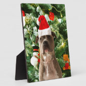 ピットブルドッグクリスマスツリーオーナメント雪だるま フォトプラーク (側面)