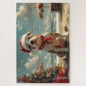 ピットブルドッグクリスマスヴィンテージビーチ ジグソーパズル (縦)