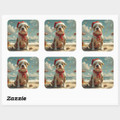 ピットブルドッグクリスマスヴィンテージビーチ スクエアシール (シート)