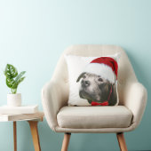 ピットブルドッグサンタハットクリスマスペット装飾用クッション クッション (椅子)
