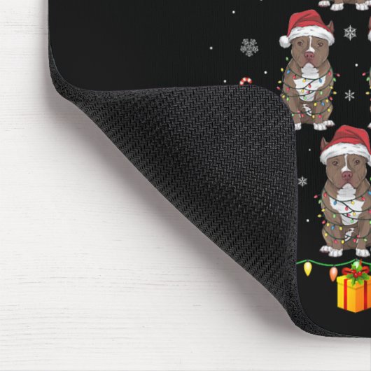 ピットブルドッグサンタハットクリスマスライツメンズウィメンズキリスト マウスパッド (コーナー)