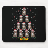 ピットブルドッグサンタハットクリスマスライツメンズウィメンズキリスト マウスパッド (正面)