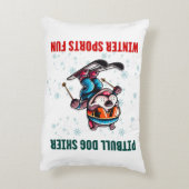 ピットブルドッグスキーヤーウィンタースポーツおもしろい アクセントクッション (裏面(縦))