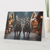 ピットブルドッグスクリスマススノーホリデー カード (正面)