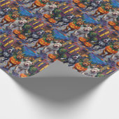 ピットブルドッグズトリックまたは治療ハロウィーンコスチューム ラッピングペーパー (角)