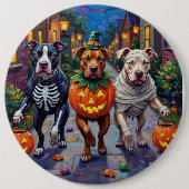 ピットブルドッグズトリックまたは治療ハロウィーンコスチューム 缶バッジ (正面)