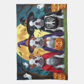 ピットブルドッグズパンプキンハロウィンおもしろい キッチンタオル (縦)