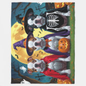 ピットブルドッグズパンプキンハロウィンおもしろい フリースブランケット (正面)