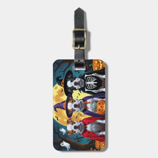 ピットブルドッグズパンプキンハロウィンおもしろい ラゲッジタグ (正面縦)