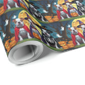 ピットブルドッグズパンプキンハロウィンおもしろい ラッピングペーパー (ロールコーナー)