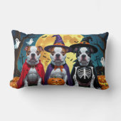 ピットブルドッグズパンプキンハロウィンおもしろい ランバークッション (正面)
