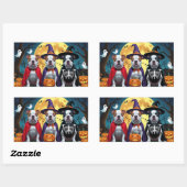 ピットブルドッグズパンプキンハロウィンおもしろい 長方形シール (シート)