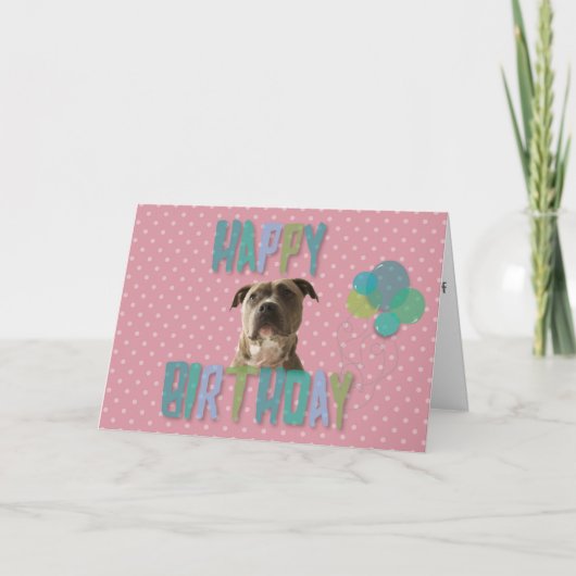 ピットブルドッグハッピーバースデーグリーティングカード カード (正面)