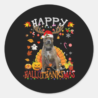 ピットブルドッグハロウィーンクリスマスドッグハッピーハローサ ラウンドシール