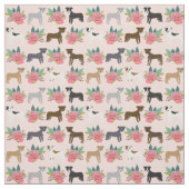 ピットブルドッグピンク花模様 ファブリック (見本)