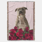 ピットブルドッグフローラ写真ブランケット スローブランケット (正面縦)