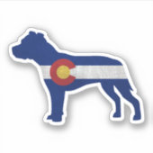 ピットブルドッグブリードシルエットコロラドフラッグ シール (正面)
